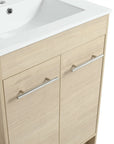 24" Bathroom Cabinet with Sink, Soft Close Door color: Plain Light Oak