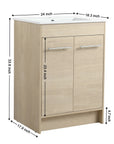 24" Bathroom Cabinet with Sink, Soft Close Door color: Plain Light Oak