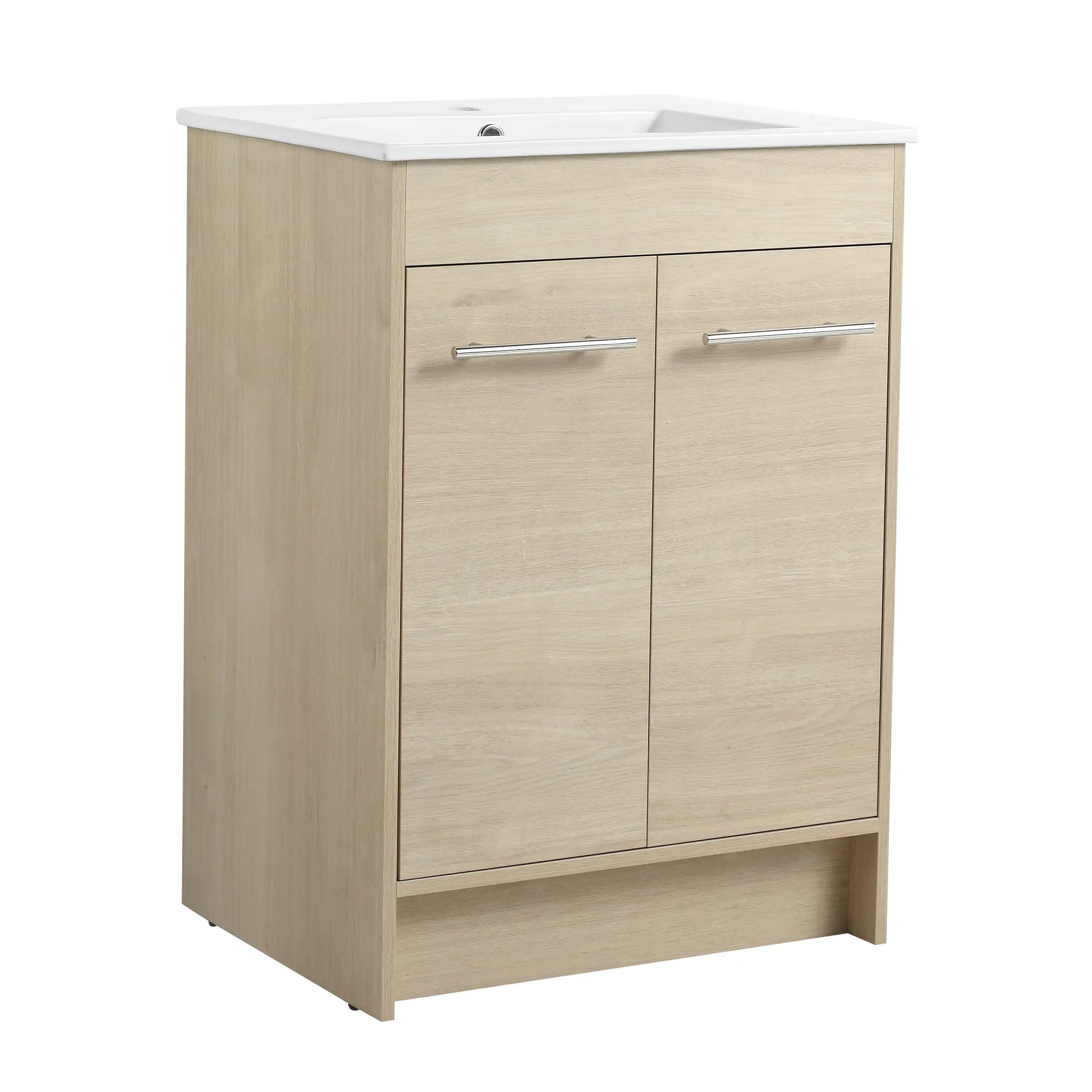 24" Bathroom Cabinet with Sink, Soft Close Door color: Plain Light Oak