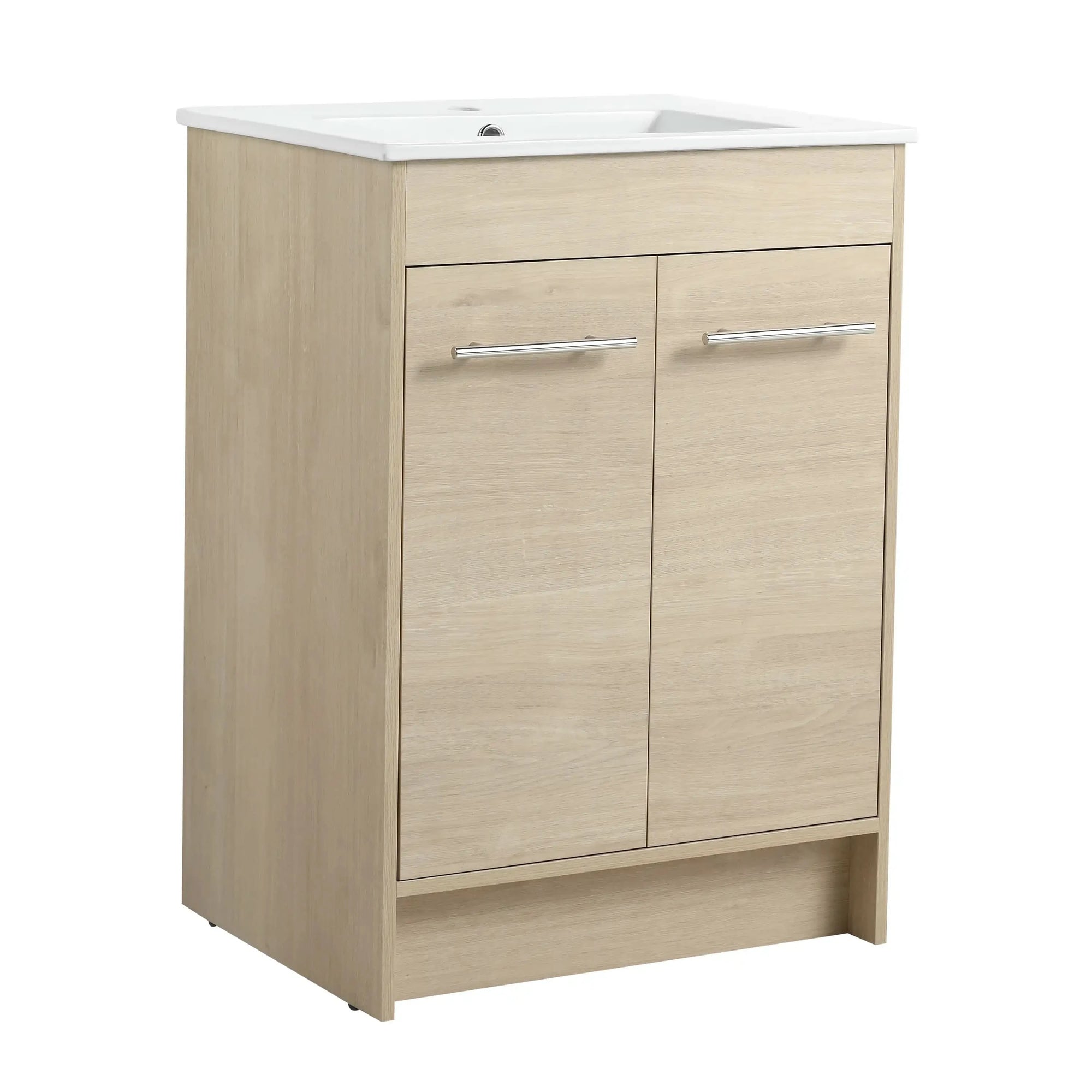 24&quot; Bathroom Cabinet with Sink, Soft Close Door color: Plain Light Oak