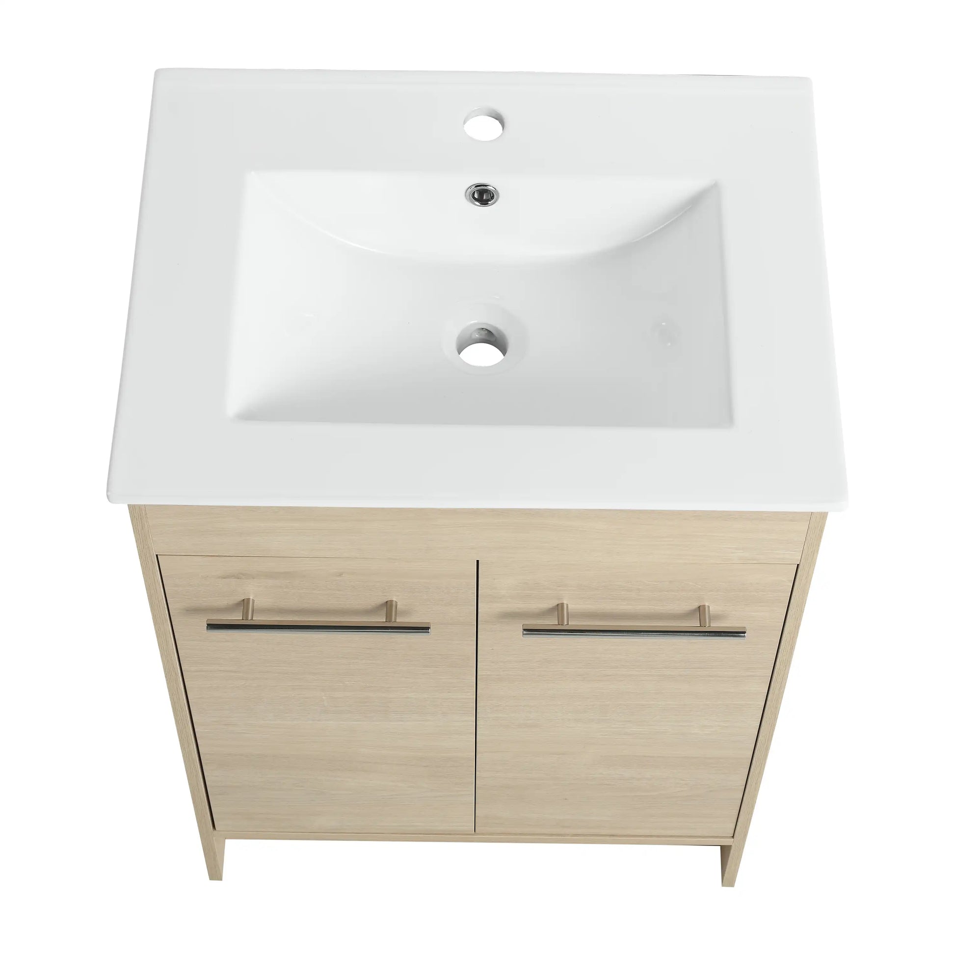 24" Bathroom Cabinet with Sink, Soft Close Door color: Plain Light Oak