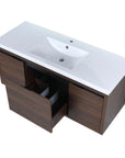 Compact Floating Bathroom Cabinet with Sink & Soft Close Doors color: California Walnut