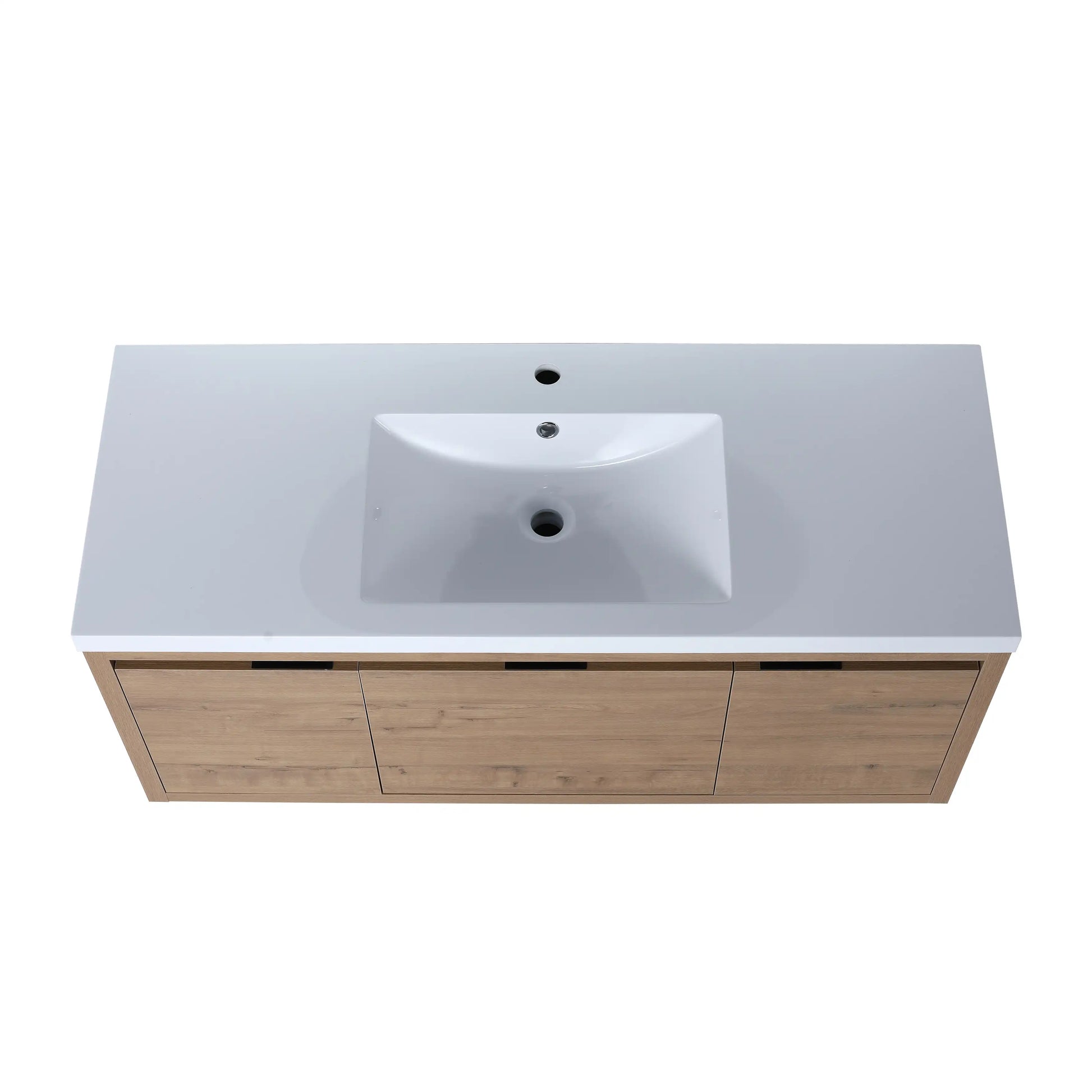 Compact Floating Bathroom Cabinet with Sink & Soft Close Doors color: Imitative Oak