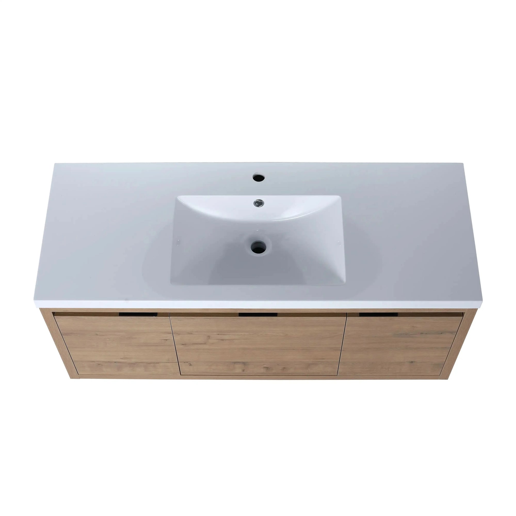 Compact Floating Bathroom Cabinet with Sink &amp; Soft Close Doors color: Imitative Oak