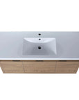 Compact Floating Bathroom Cabinet with Sink & Soft Close Doors color: Imitative Oak