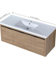 Compact Floating Bathroom Cabinet with Sink & Soft Close Doors color: Imitative Oak