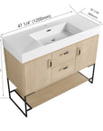 Elegant 48 Inch Standalone Bathroom Vanity with Durable Resin Sink color: Plain Light Oak