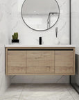 Compact Floating Bathroom Cabinet with Sink & Soft Close Doors color: Imitative Oak