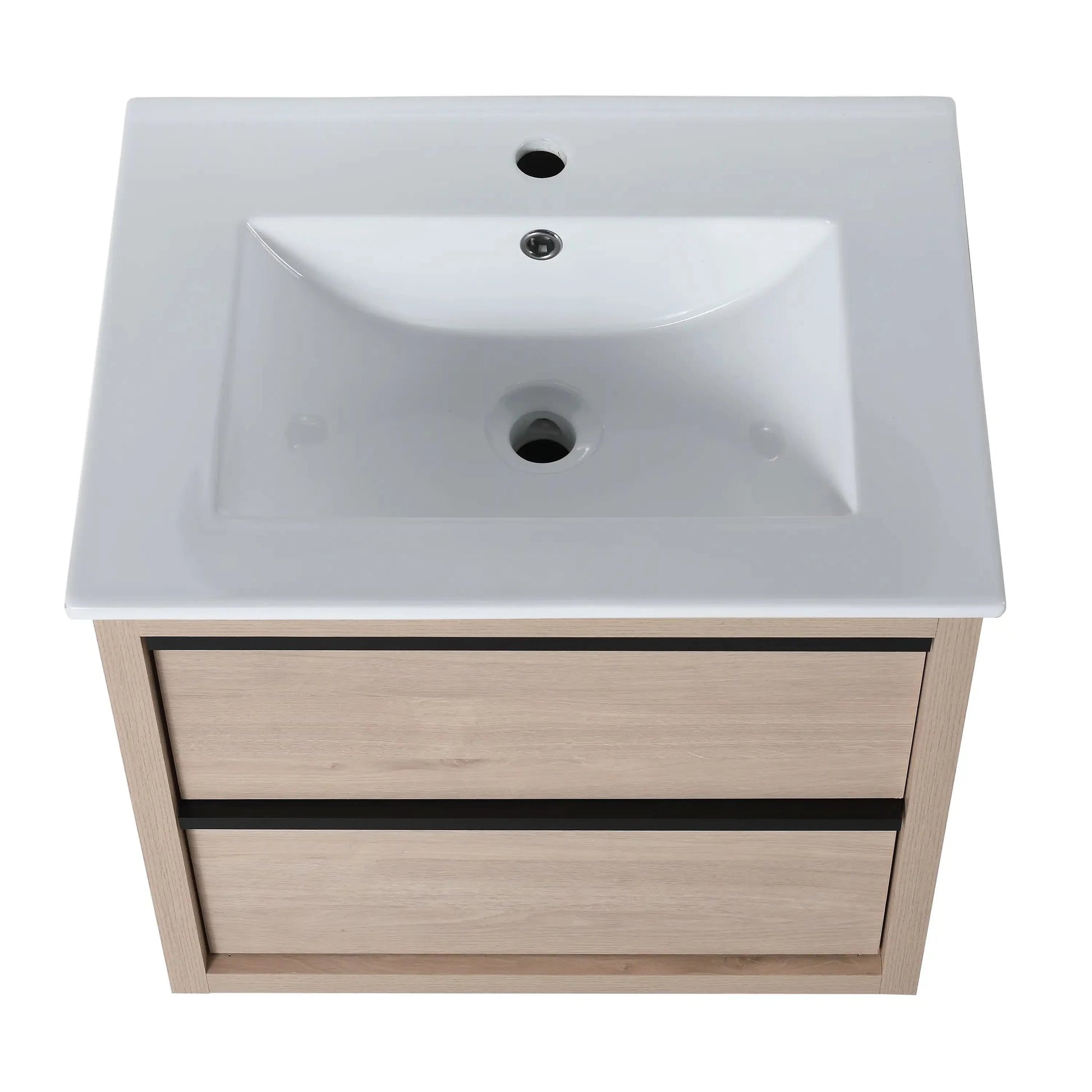 24" Bathroom Vanity with 2 Soft-Close Drawers color: Plain Light Oak