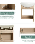 18" small bathroom vanity with sink featuring open-back design for easy plumbing installation | Ace Decor