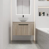 30" Modern Floating Bathroom Vanity with Ceramic Basin & Soft Close Door - White Oak Wall-Mounted Design color: White Oak