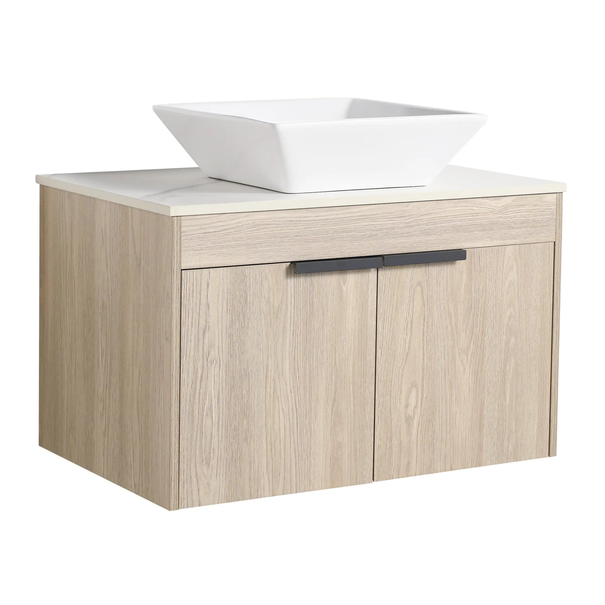 Oakline Vessel Series 30" Bathroom Wall-Mounted Vanity with Tapered Round Vessel Sink