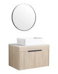 30" vessel sink vanity 30 inch with square edge ceramic basin and wall-mounted oak cabinet | Ace Decor