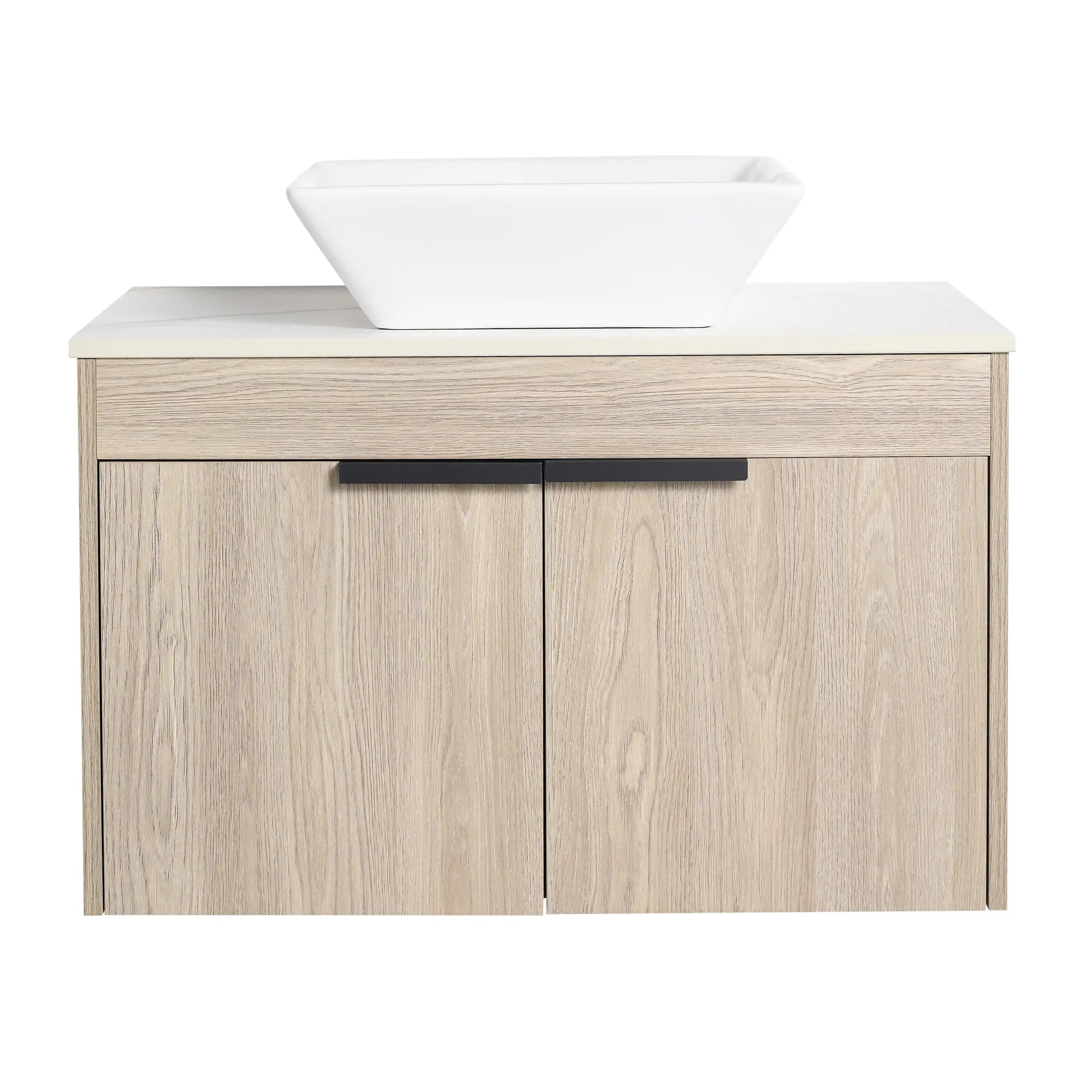 Oakline Vessel Series 30" Bathroom Wall-Mounted Vanity with Tapered Round Vessel Sink