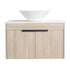 30 inch vessel sink vanity front view with slim tapered ceramic sink and wood-grain doors | Ace Decor
