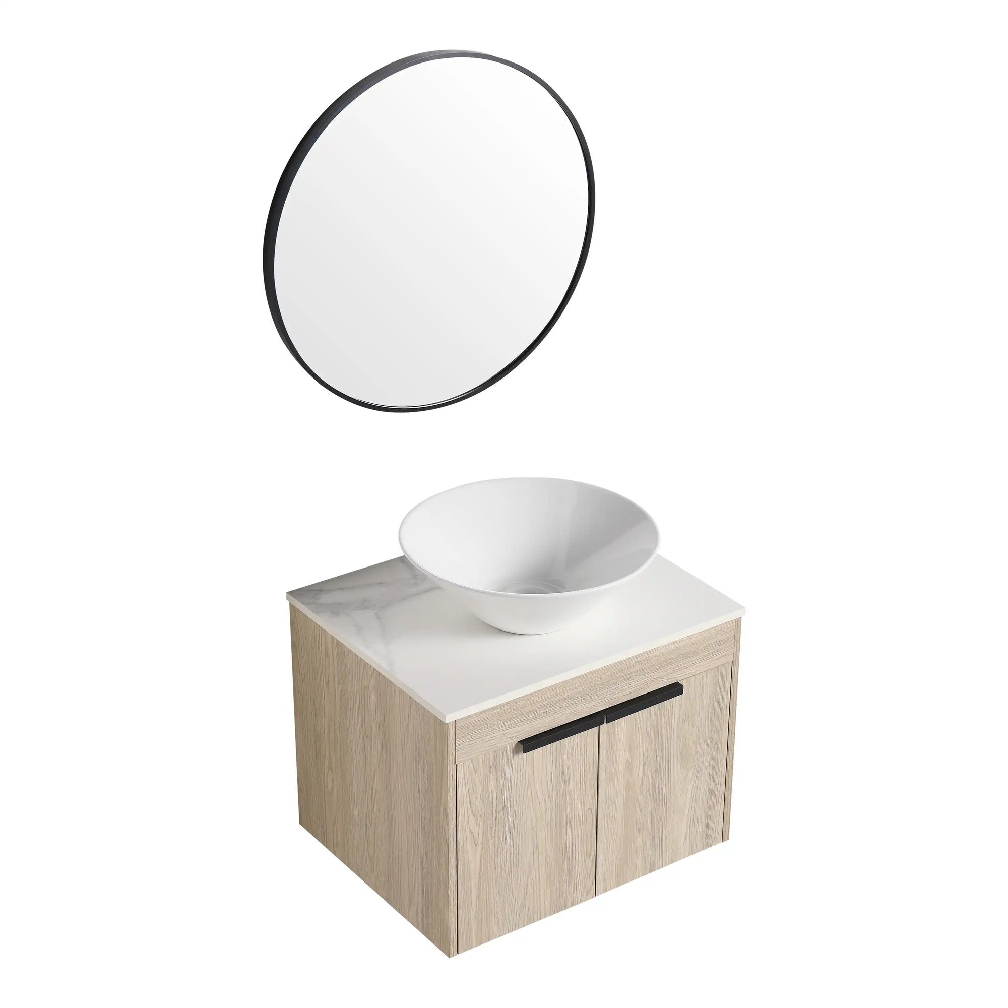 Oakline Vessel Series 24" Bathroom Wall-Mounted Vanity with Slim Tapered Vessel Sink
