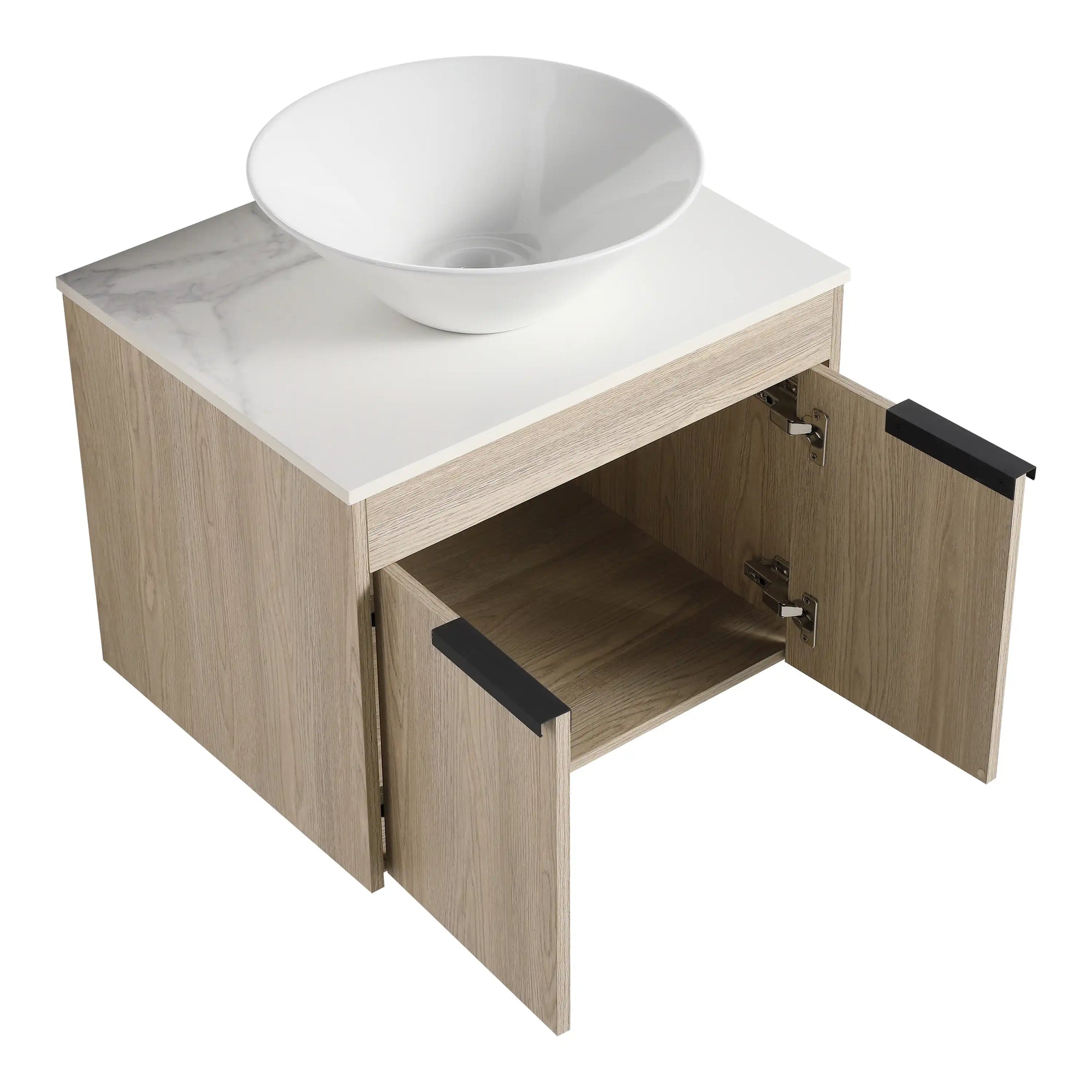 Oakline Vessel Series 24" Bathroom Wall-Mounted Vanity with Slim Tapered Vessel Sink