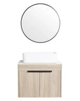 Front view of 24" single vessel sink vanity with square ceramic basin | Ace Decor