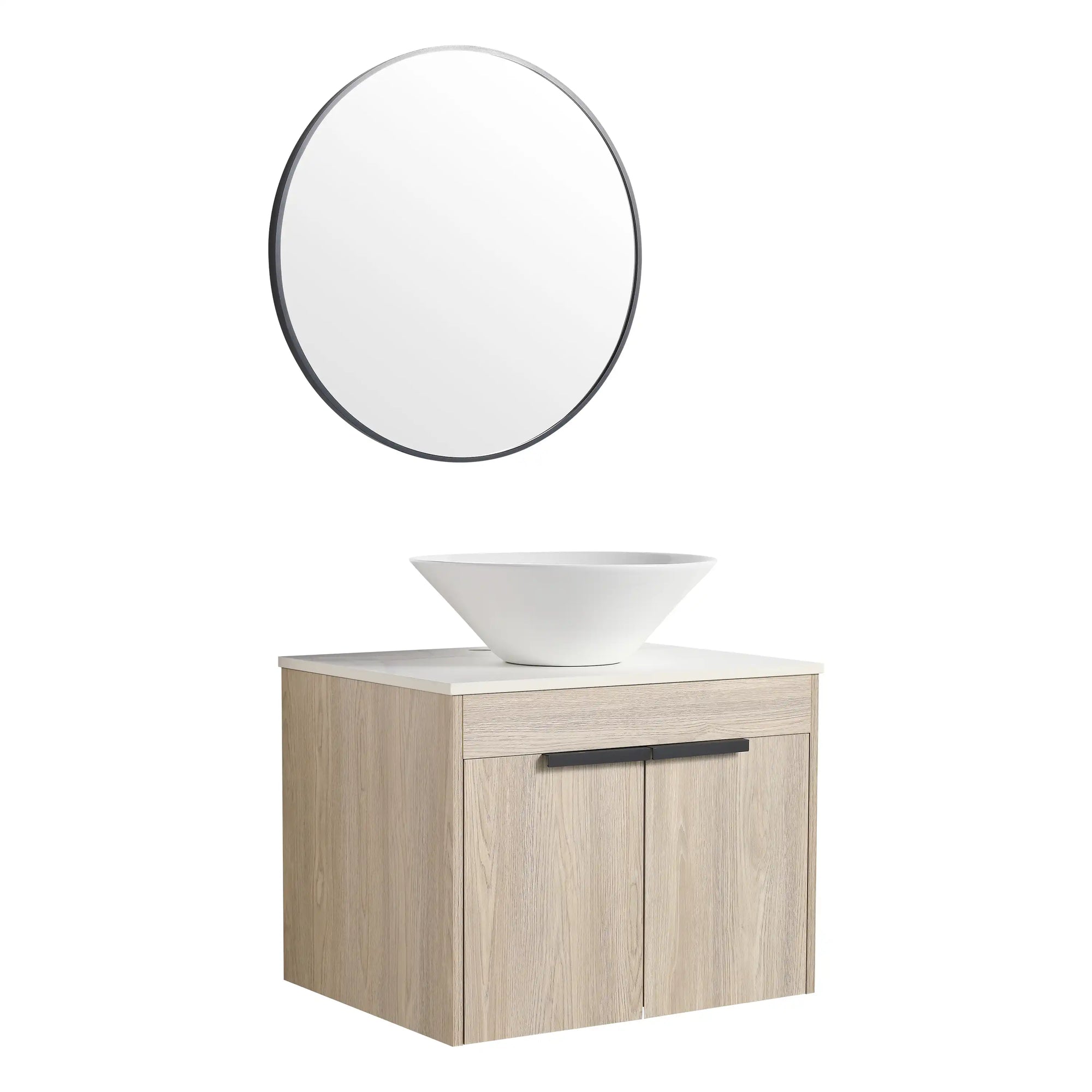 Oakline Vessel Series 24" Bathroom Wall-Mounted Vanity with Slim Tapered Vessel Sink