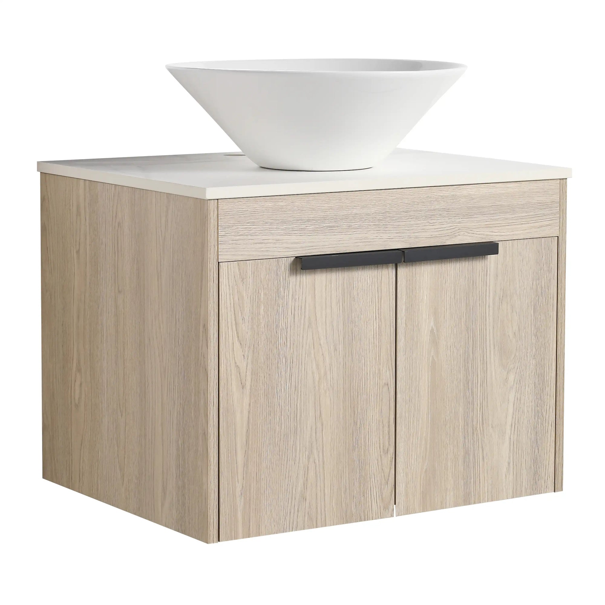 Oakline Vessel Series 24" Bathroom Wall-Mounted Vanity with Slim Tapered Vessel Sink
