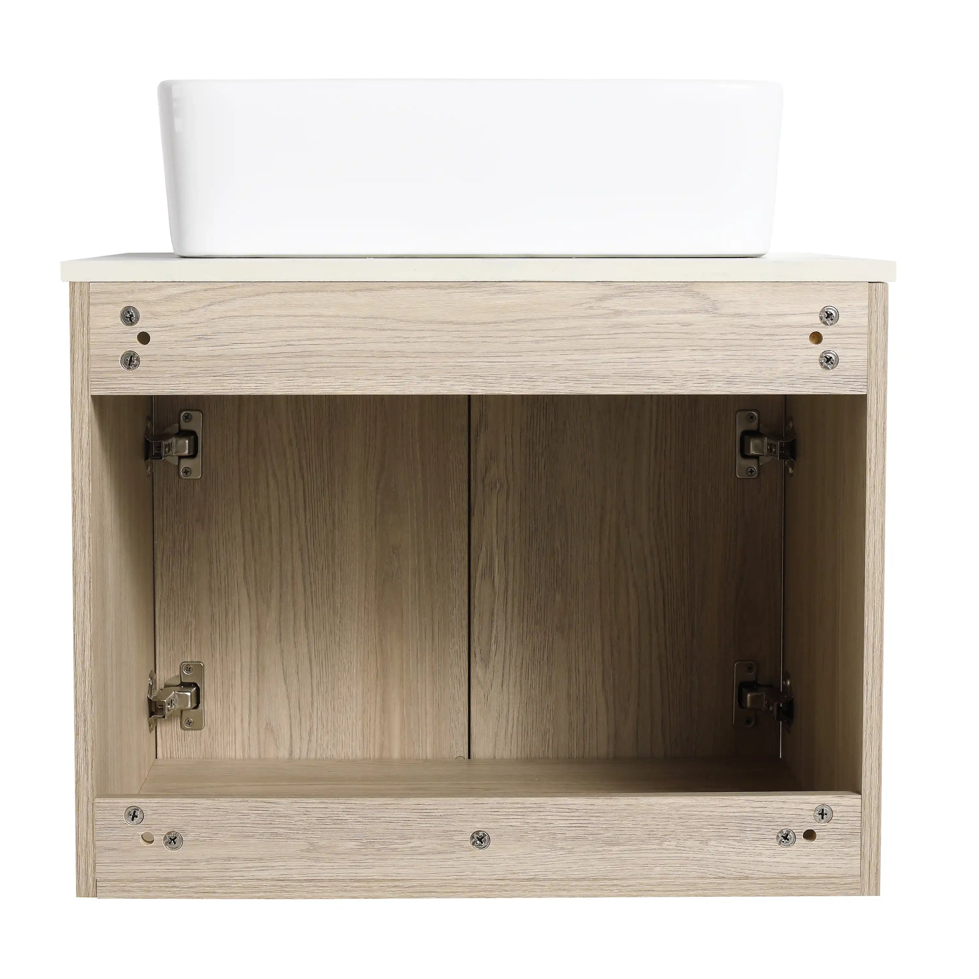 Interior view of 24" single vessel sink vanity cabinet with double doors | Ace Decor