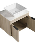 24" small vessel sink vanity with open storage doors and interior shelf | Ace Decor