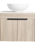 24" Modern Floating Bathroom Vanity with Ceramic Sink - Wall-Mounted White Oak Cabinet with Soft Close Doors color: White Oak