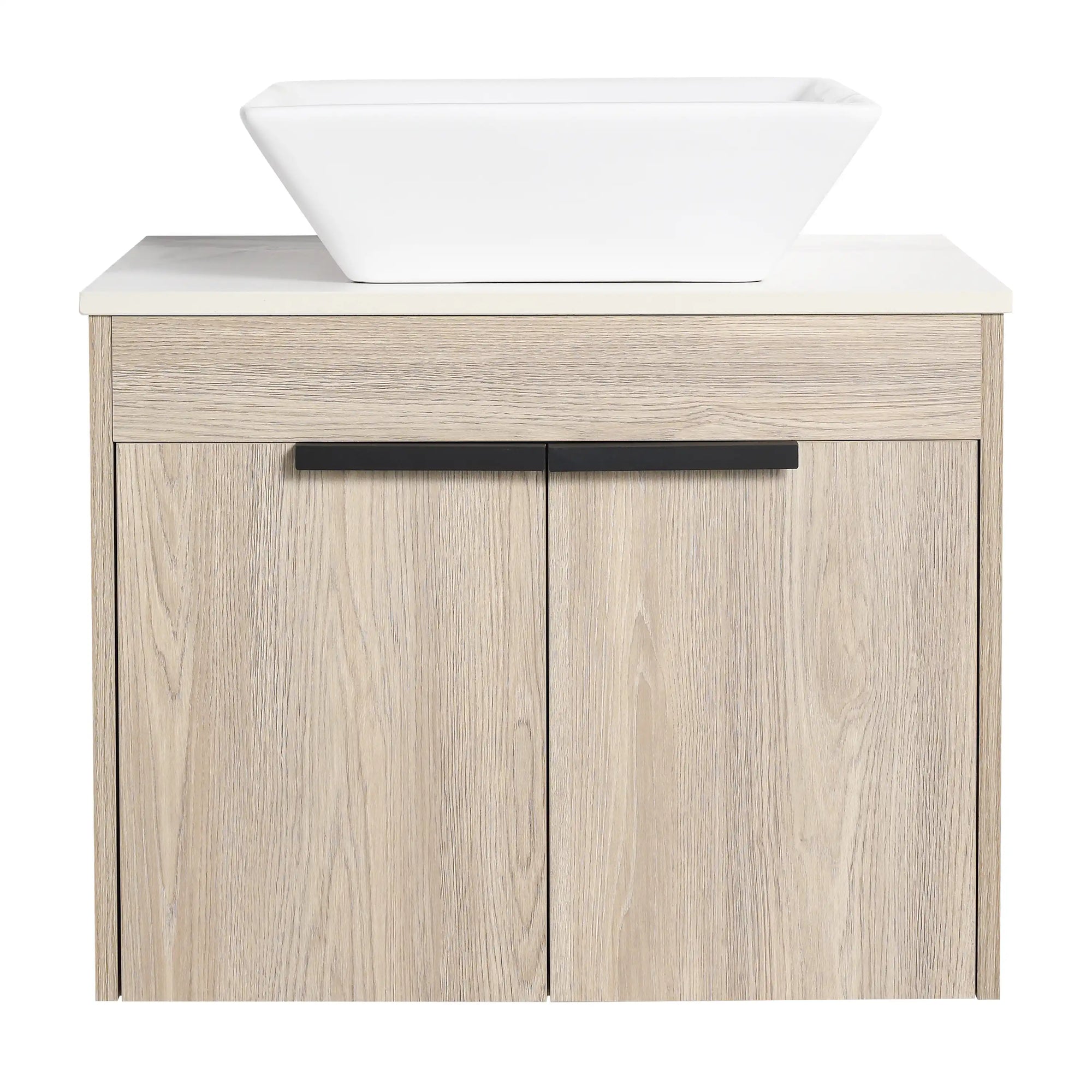 Front view of 24" small vessel sink vanity with tapered vessel sink | Ace Decor