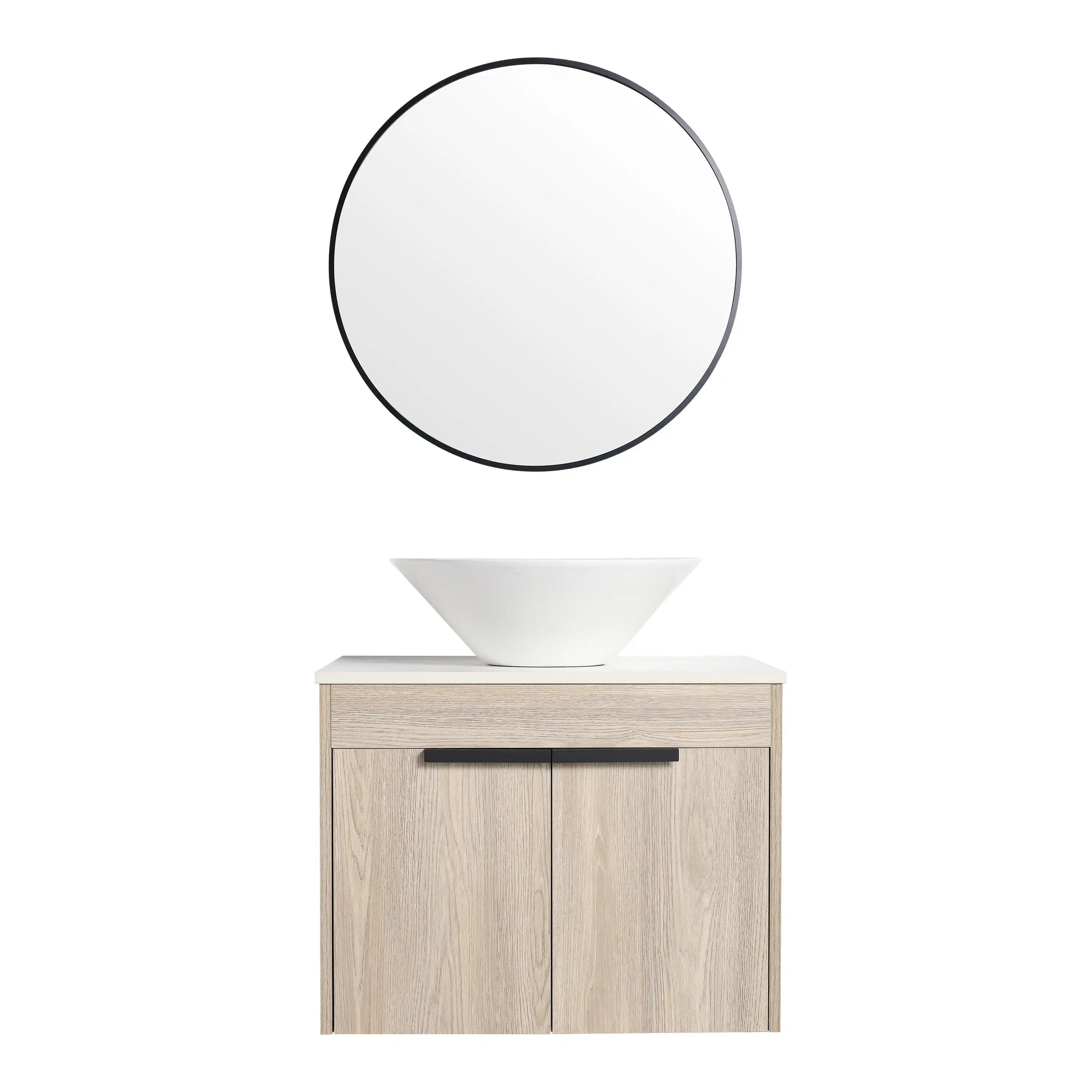 Oakline Vessel Series 24" Bathroom Wall-Mounted Vanity with Slim Tapered Vessel Sink