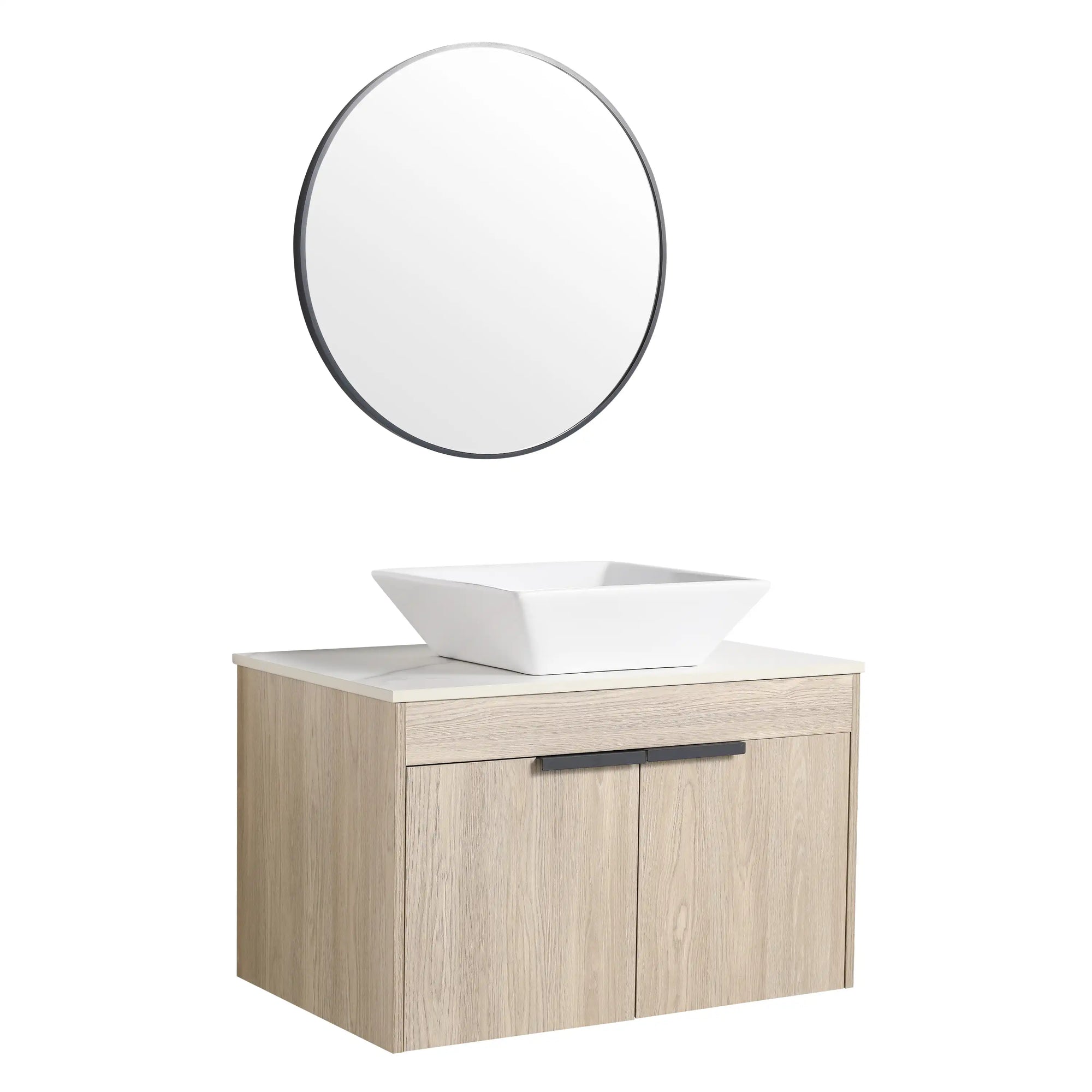 Oakline Vessel Series 30" Bathroom Wall-Mounted Vanity with Tapered Round Vessel Sink