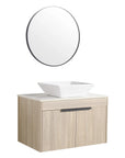 Oakline Vessel Series 30" Bathroom Wall-Mounted Vanity with Tapered Round Vessel Sink