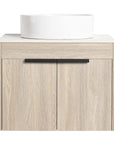 24" Modern Floating Bathroom Vanity with Ceramic Sink - Wall-Mounted White Oak Cabinet with Soft Close Doors color: White Oak