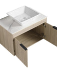 Oakline Vessel Series 30" Bathroom Wall-Mounted Vanity with Tapered Round Vessel Sink