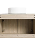 30" bathroom vanity with vessel sink 30 inch open cabinet interior with double doors and oak finish | Ace Decor