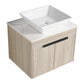 24" Modern Floating Bathroom Vanity with Ceramic Sink - Wall-Mounted White Oak Cabinet with Soft Close Doors color: White Oak