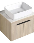 24" Modern Floating Bathroom Vanity with Ceramic Sink - Wall-Mounted White Oak Cabinet with Soft Close Doors color: White Oak