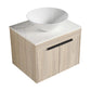 24" Modern Floating Bathroom Vanity with Ceramic Sink - Wall-Mounted White Oak Cabinet with Soft Close Doors color: White Oak