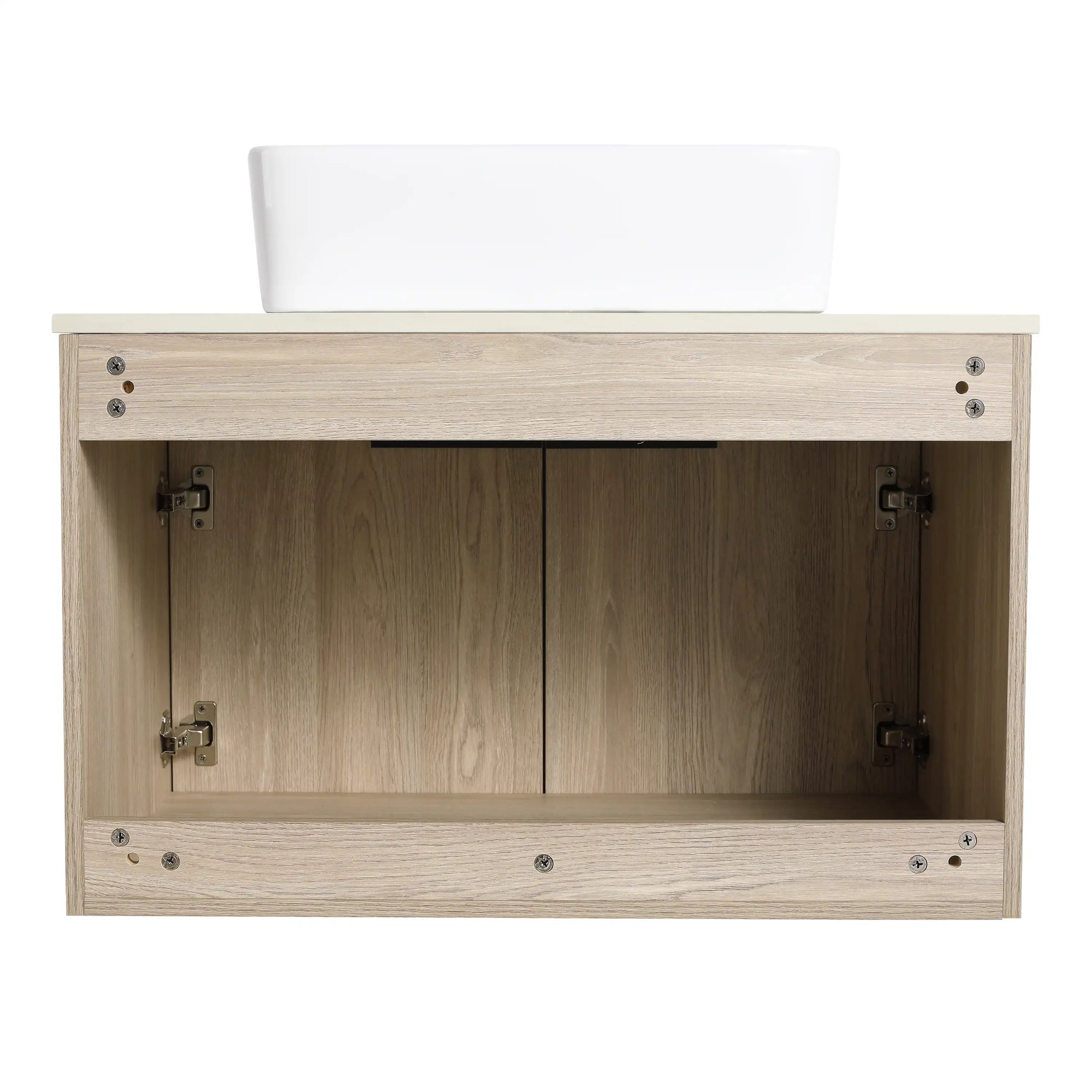 30" vessel sink vanity 30 inch back interior view showing cabinet structure and hardware | Ace Decor