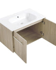 Modern Gel Sink Vanity with Metal Handles, Soft-Close Hinges, and Ample Storage Space color: White Oak