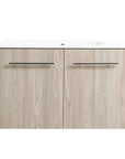 Modern Gel Sink Vanity with Metal Handles, Soft-Close Hinges, and Ample Storage Space color: White Oak