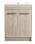 Modern Gel Sink Vanity with Metal Handles, Soft-Close Hinges, and Ample Storage Space color: White Oak