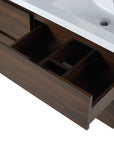 48 Inch Bathroom Vanity with Dual Resin Sinks & Soft Close Drawers color: California Walnut