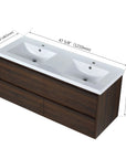 48 Inch Bathroom Vanity with Dual Resin Sinks & Soft Close Drawers color: California Walnut