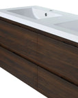 48 Inch Bathroom Vanity with Dual Resin Sinks & Soft Close Drawers color: California Walnut