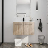 Modern Gel Sink Vanity with Metal Handles, Soft-Close Hinges, and Ample Storage Space color: White Oak