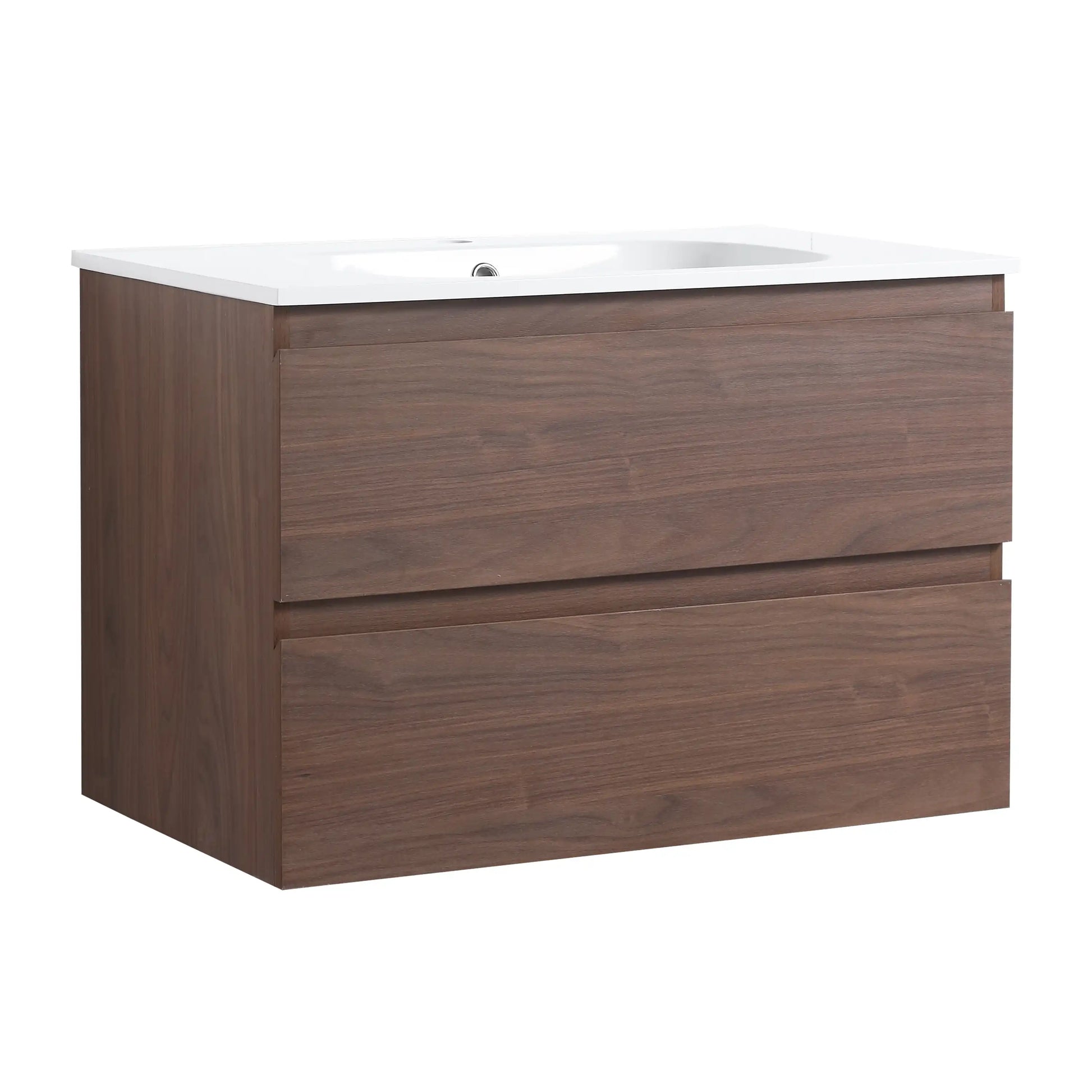 30" Bathroom Vanity with Gel Basin Top and Soft-Close Drawer color: Brown Oak