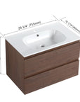 30" Bathroom Vanity with Gel Basin Top and Soft-Close Drawer color: Brown Oak