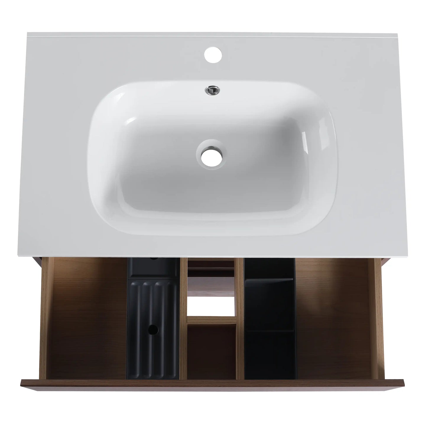 30" Bathroom Vanity with Gel Basin Top and Soft-Close Drawer color: Brown Oak