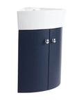 12.8" navy blue corner vanities for bathrooms front view with ceramic sink | Ace Decor