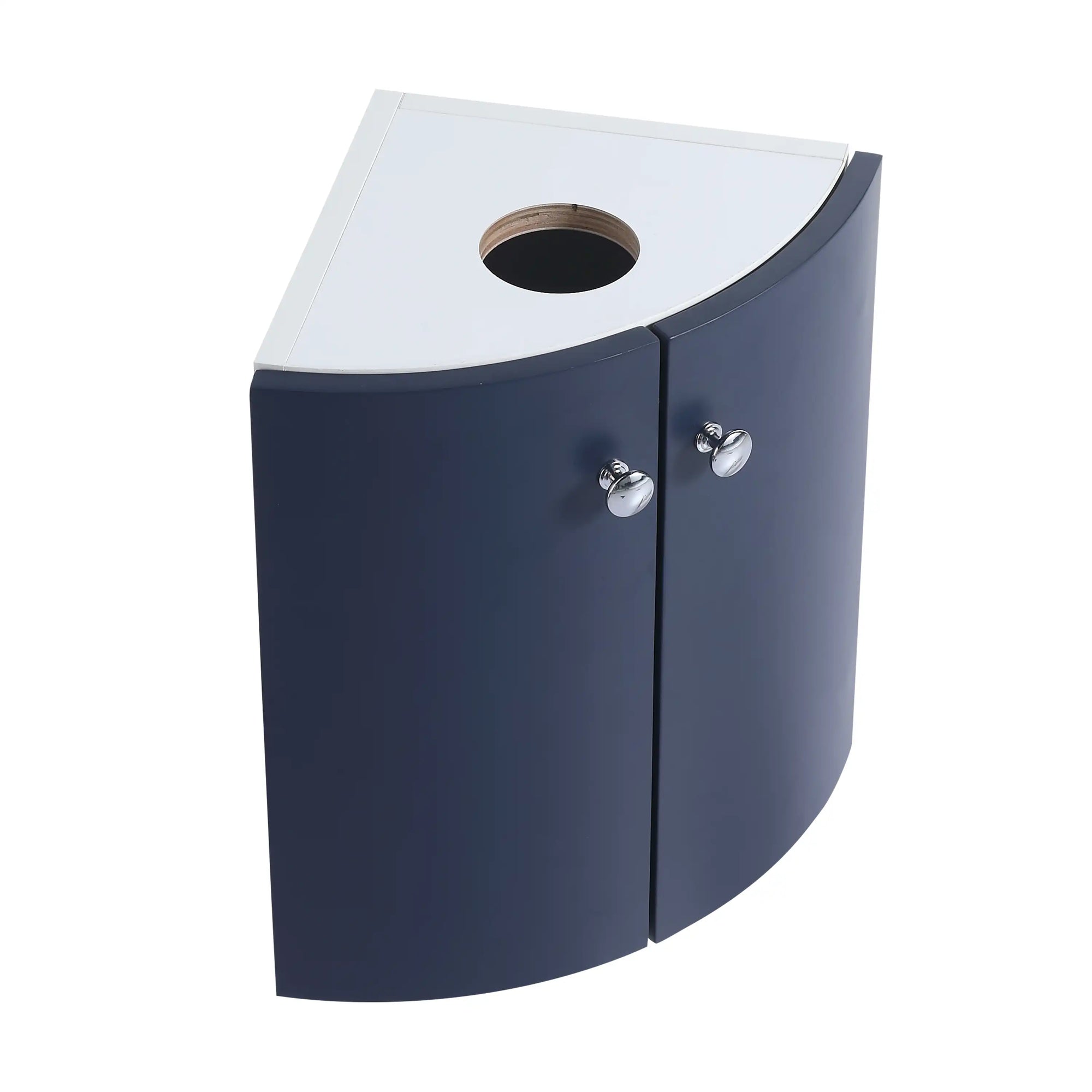 12.8" navy blue corner vanities for bathrooms top view with pre-drilled sink opening | Ace Decor